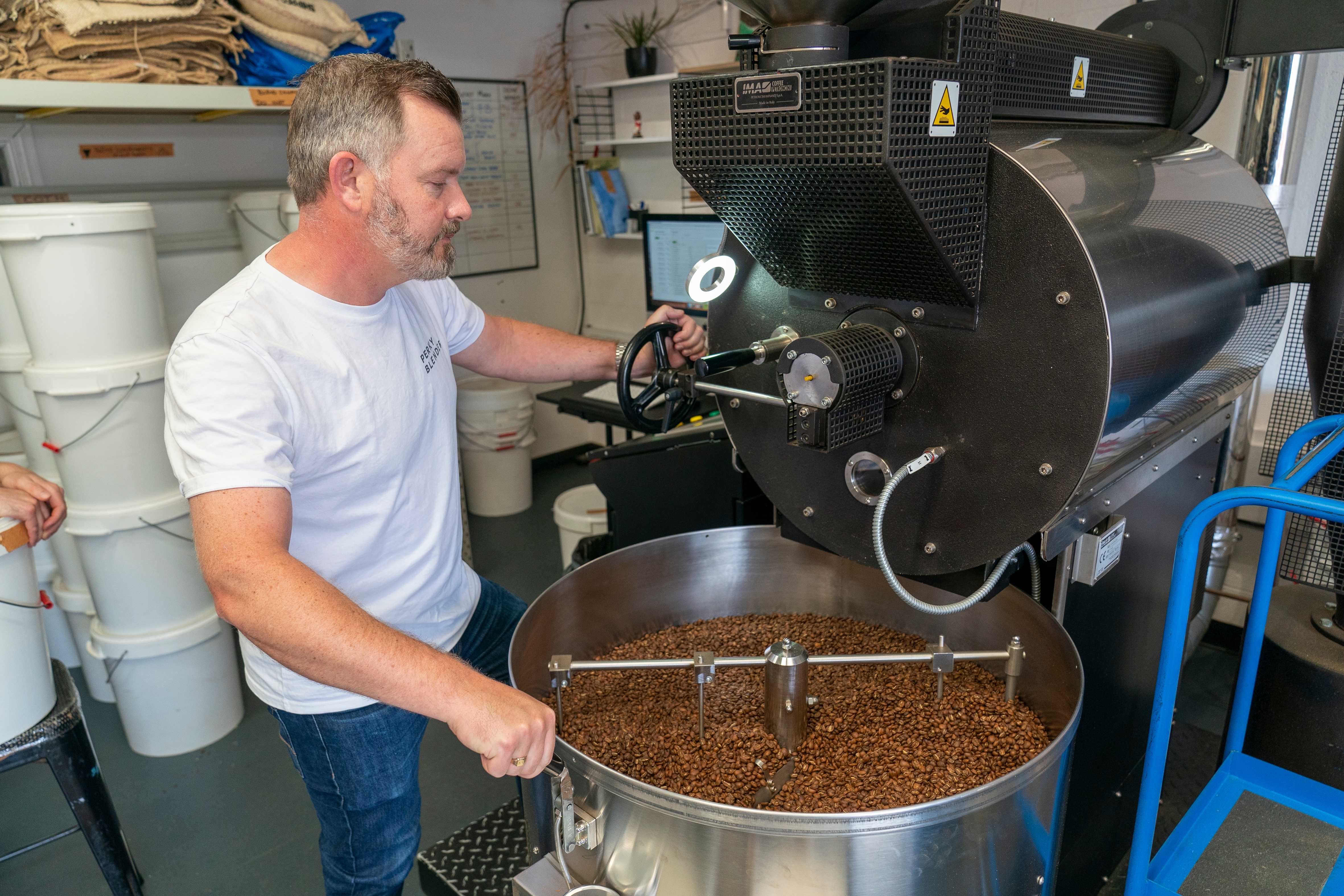 Perky Blenders roasting coffee beans